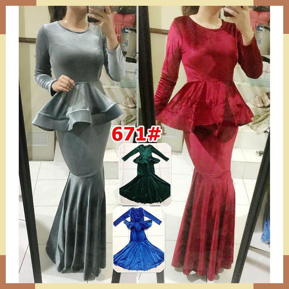 CUCI GUDANG dress pesta bludru muslim fashion 671