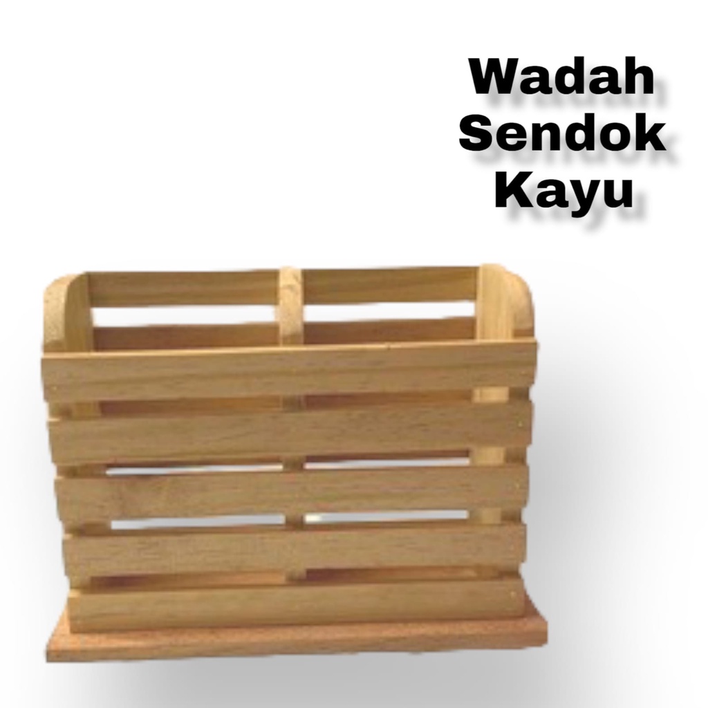 Tempat Sendok Garpu Rak Sendok Kayu Pilihan