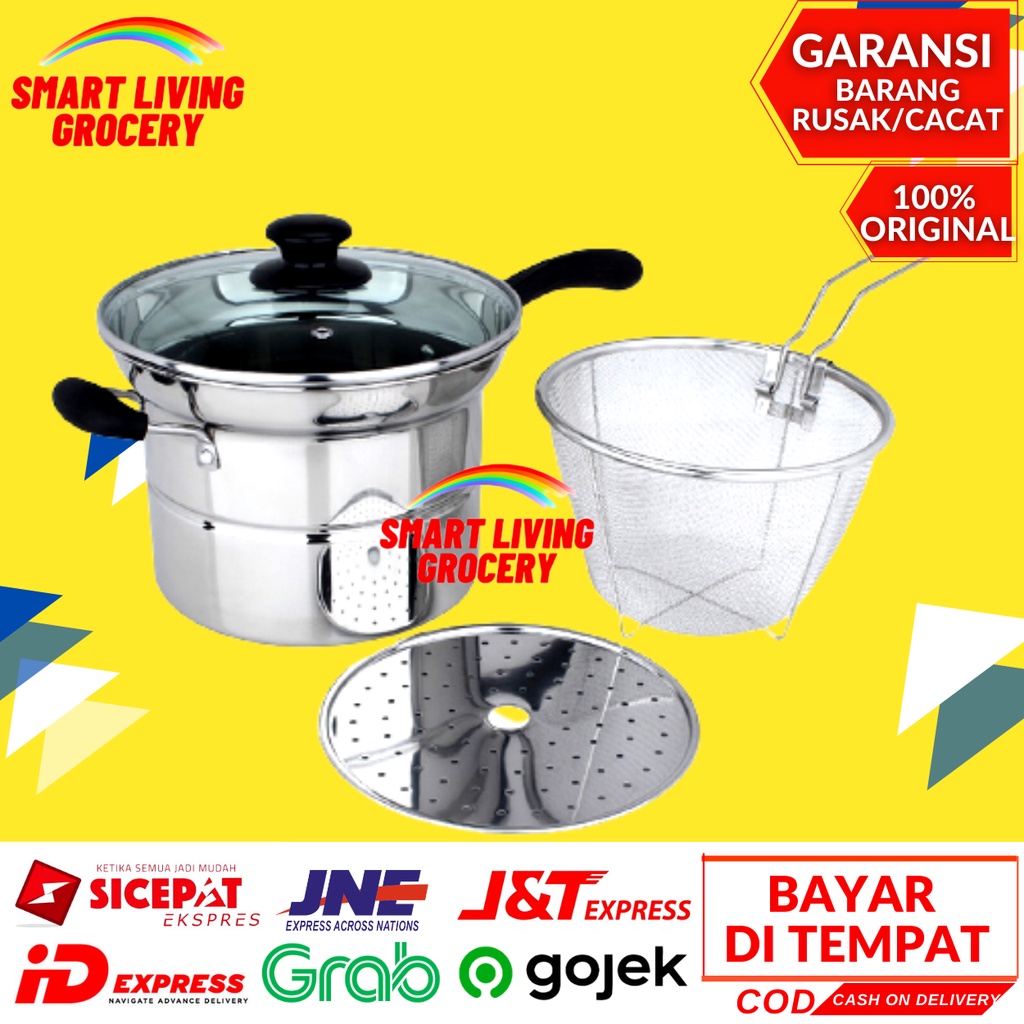 PANCI KUKUS GORENG Q2 218 ALAT MEMASAK Teflon WAJAN PENGGORENGAN KUKUS STAINLESS STEEL SERBAGUNA Q2