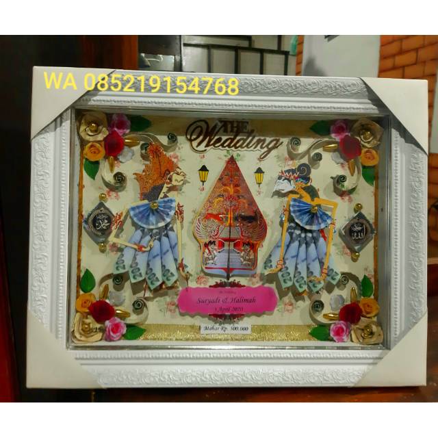 Mahar maskawin wayang, mahar uang wayang, mahar pernikahan wayang, souvenir pernikahan