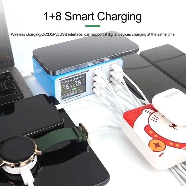 ADAPTOR ADAPTER CHARGER CHARGING SMART CHARGE RELIFE RL-304S 8 PORT DIGITAL DISPLAY WIRELESS