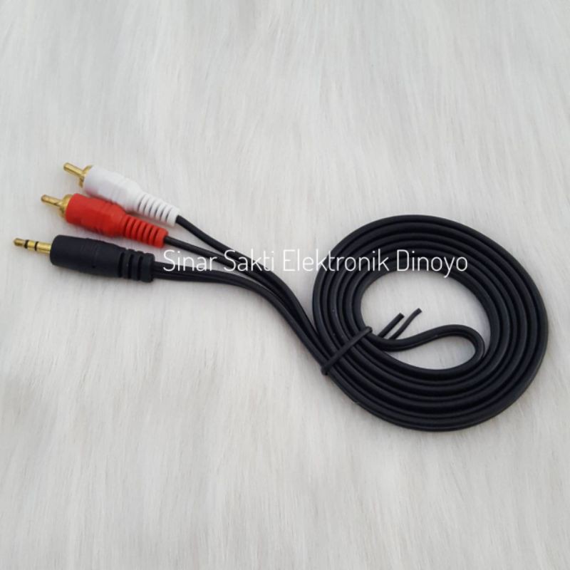 Kabel Audio to RCA 1.5m / Jack Aux 3.5mm male to 2 RCA Speaker ke Hp ( 1 ke 2 ) 2-1