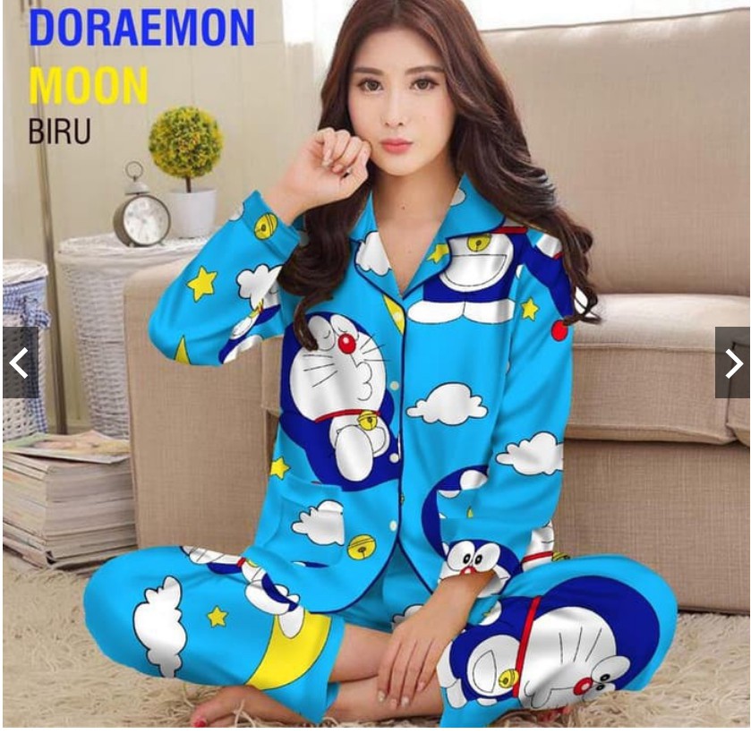 BAJU TIDUR ANAK DEWASA COWOK CEWEK KKIK / hokyfashion PIYAMA/PAJAMAS DEWASA PP DORAEMON MOON/ KATUN