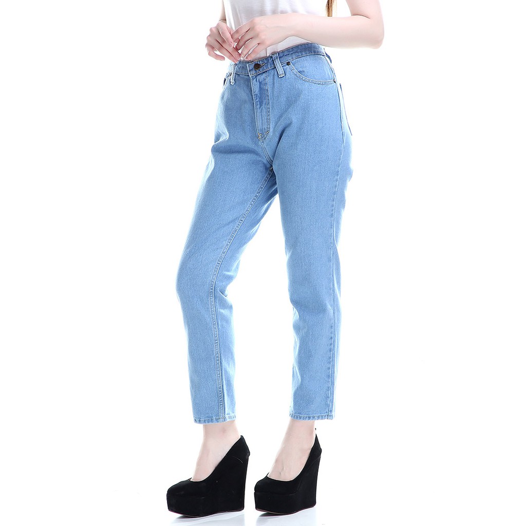 Dazina Celana Boyfriend Jeans Tebal Wanita - Ice blue