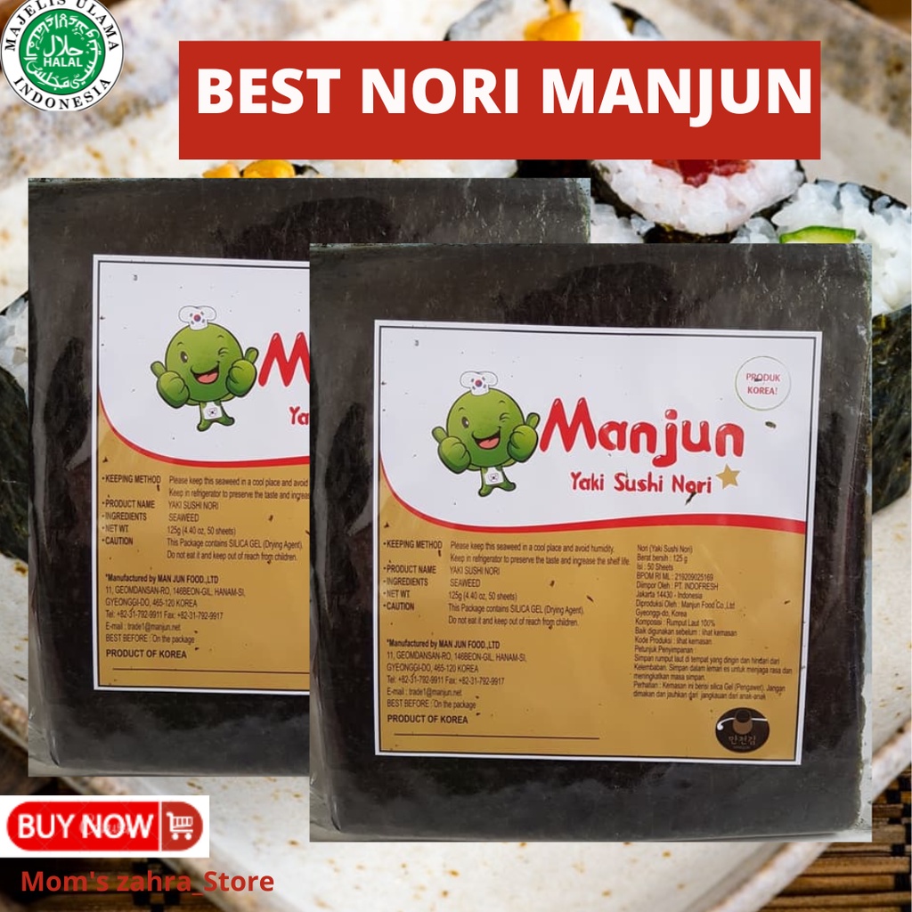 

MANJUN Nori Sushi isi 5 Lembar TERMURAH Halal │ Yakinori Import Kimbab/ Gimbab │ Lembar Rumput Laut | Rumput Laut Enak dan Murah