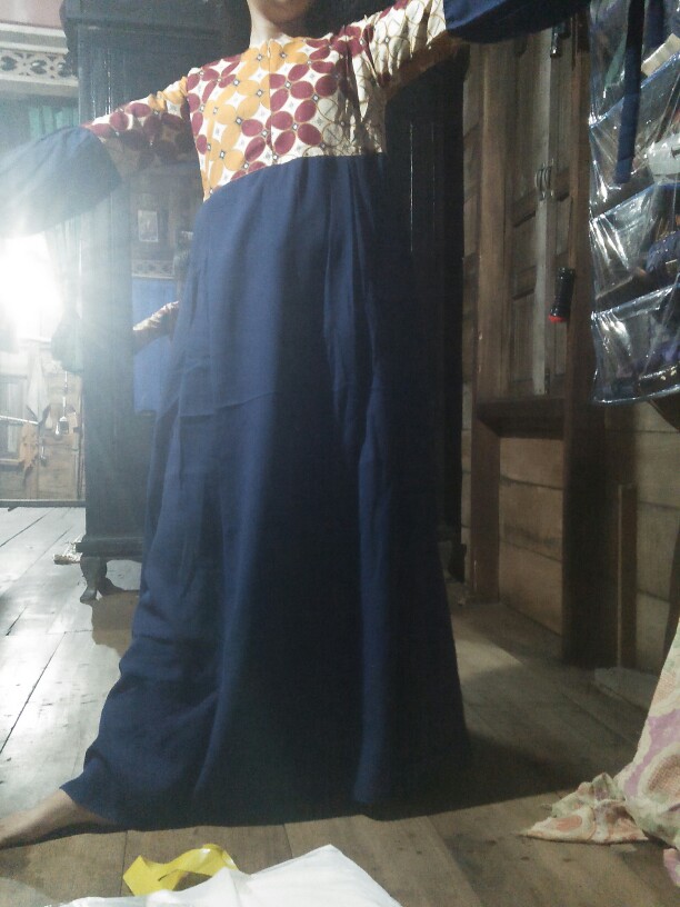 Riskirich Maezurra Gamis Batik Kombinasi Polos
