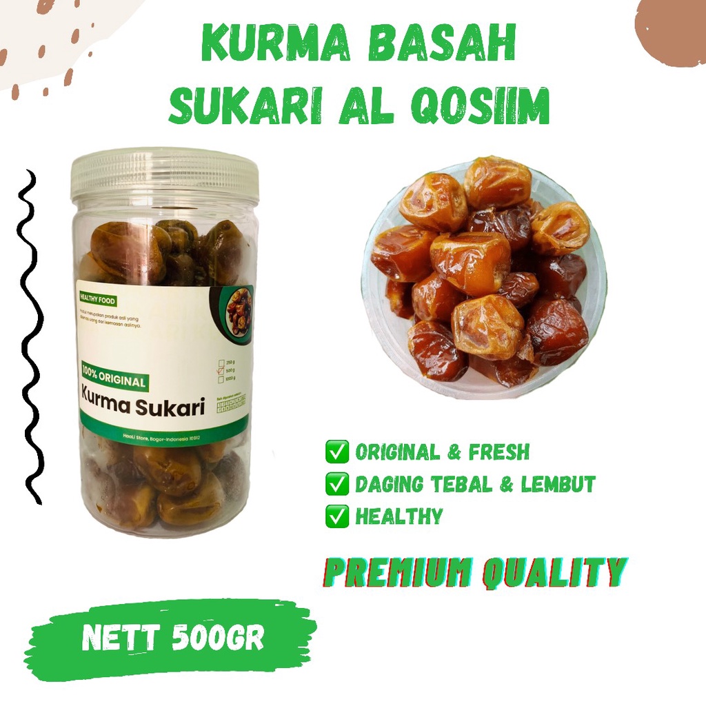 

KURMA SUKARI 500gr REPACK Korma Sukkari Sukary Sukkary Sukariy Toples Madinah Raja Dates Ruthob Madu