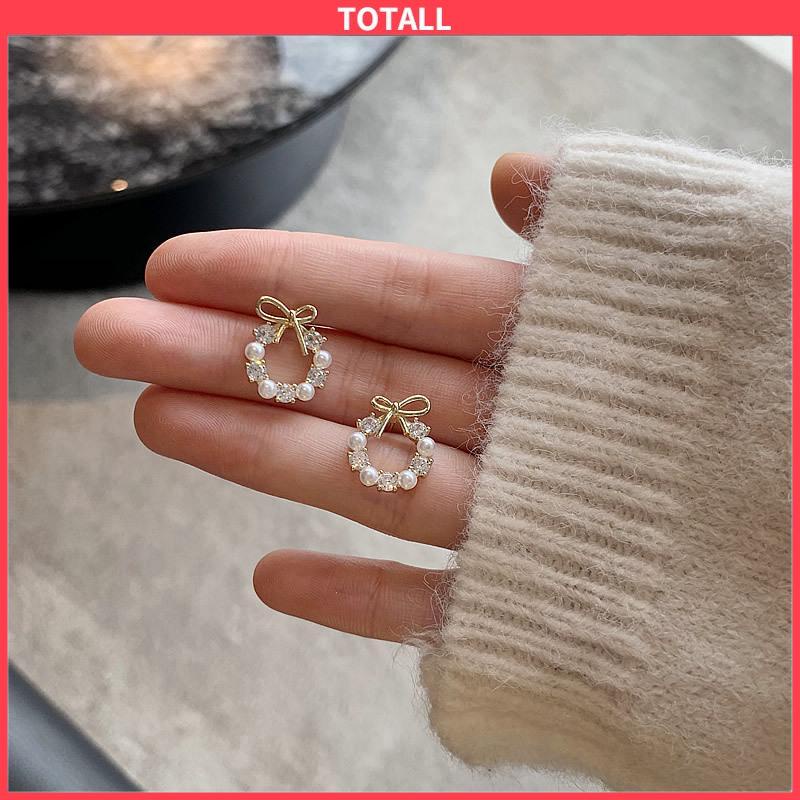 COD Fashion Korea Sepasang Anting Mutiara Garland Aksesoris Mode-Totall