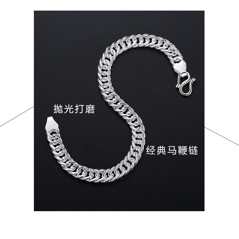 Gelang Rantai Bahan Stainless Steel 990 Silver Plated Untuk Pria Dan Wanita