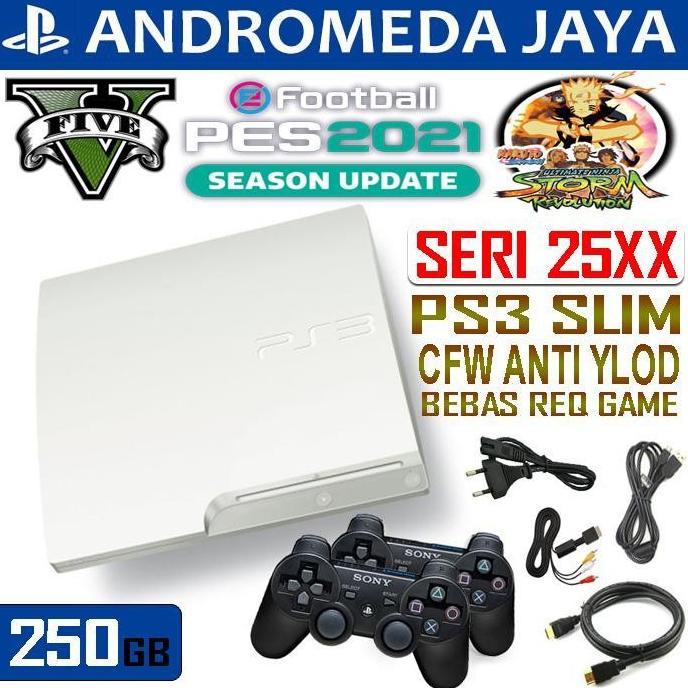 SONY PS3 PS 3 Playstation3 Slim 250 GB CFW Seri 25XX PUTIH + FULL GAME