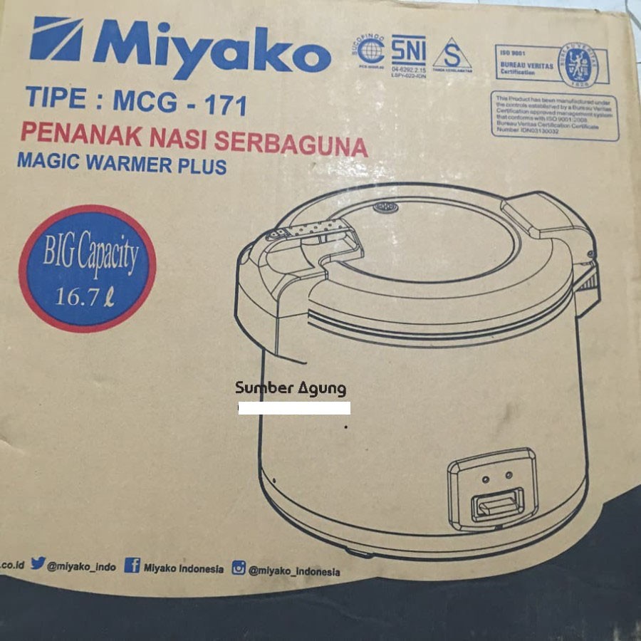 Miyako MCG-171 Magic Com Kapasitas Besar 16.7L 16.7 Liter MCG171