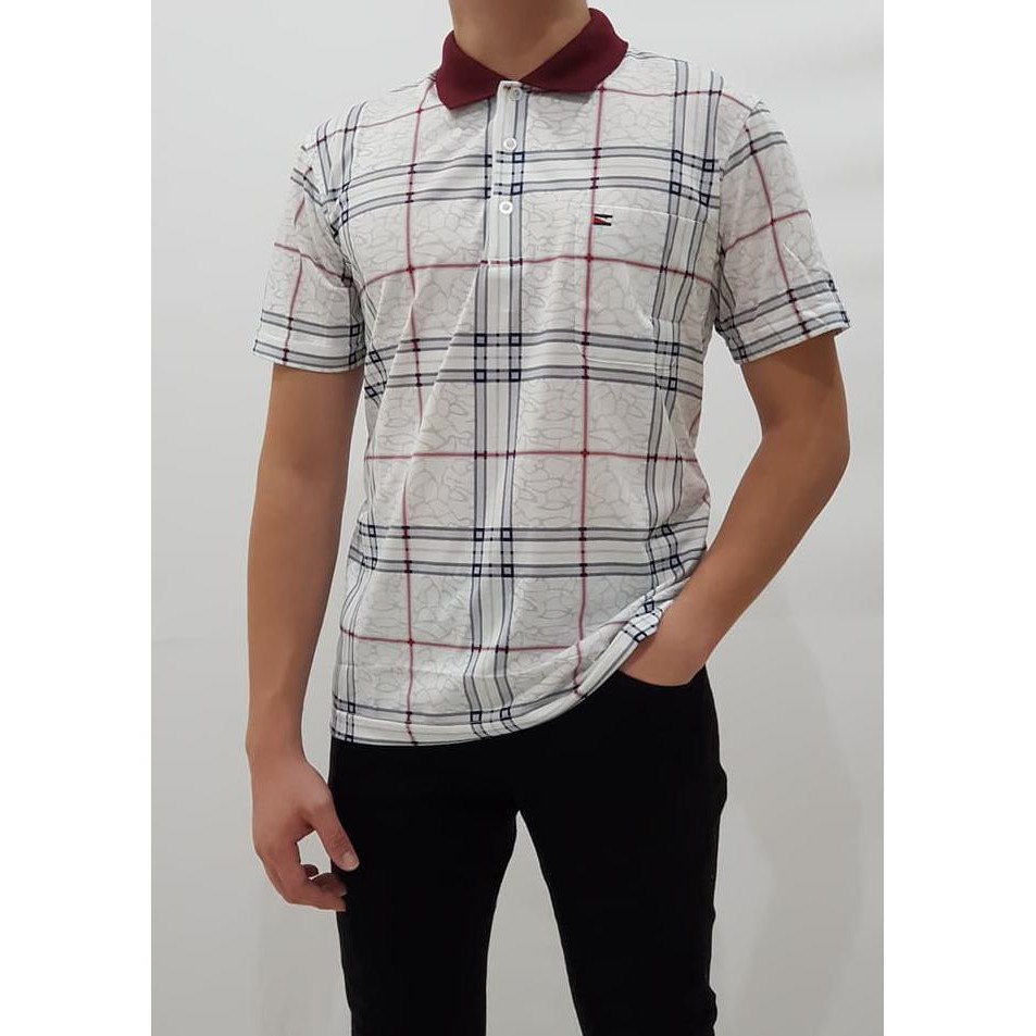 Miller Neuman - 410 | Kaos Krah Fashion Pria/Bapak Dewasa 100% Katun - Merah, L