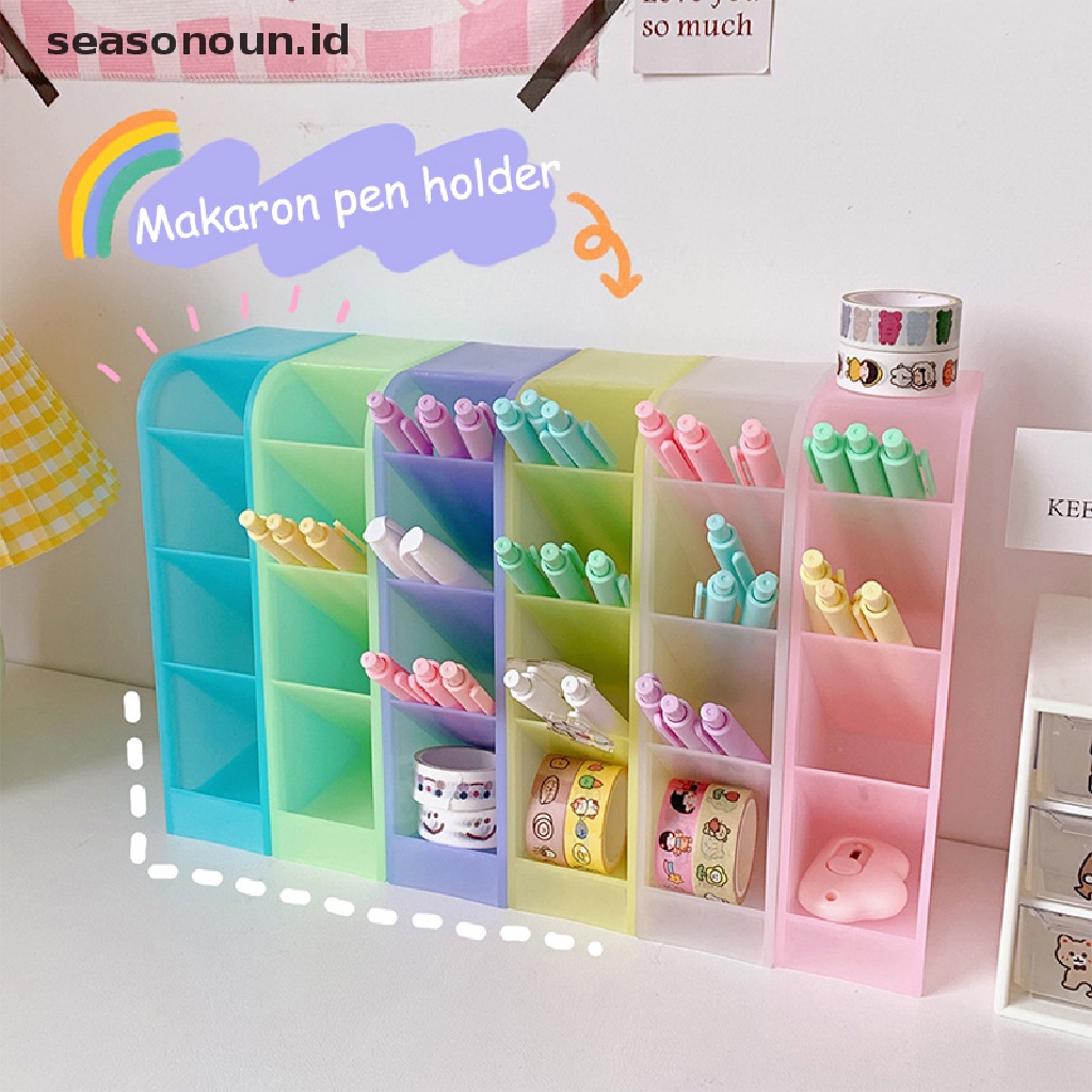 (seasonoun) Kotak Penyimpanan / Organizer Pensil / Pulpen / Makeup 4 Sekat Untuk Meja