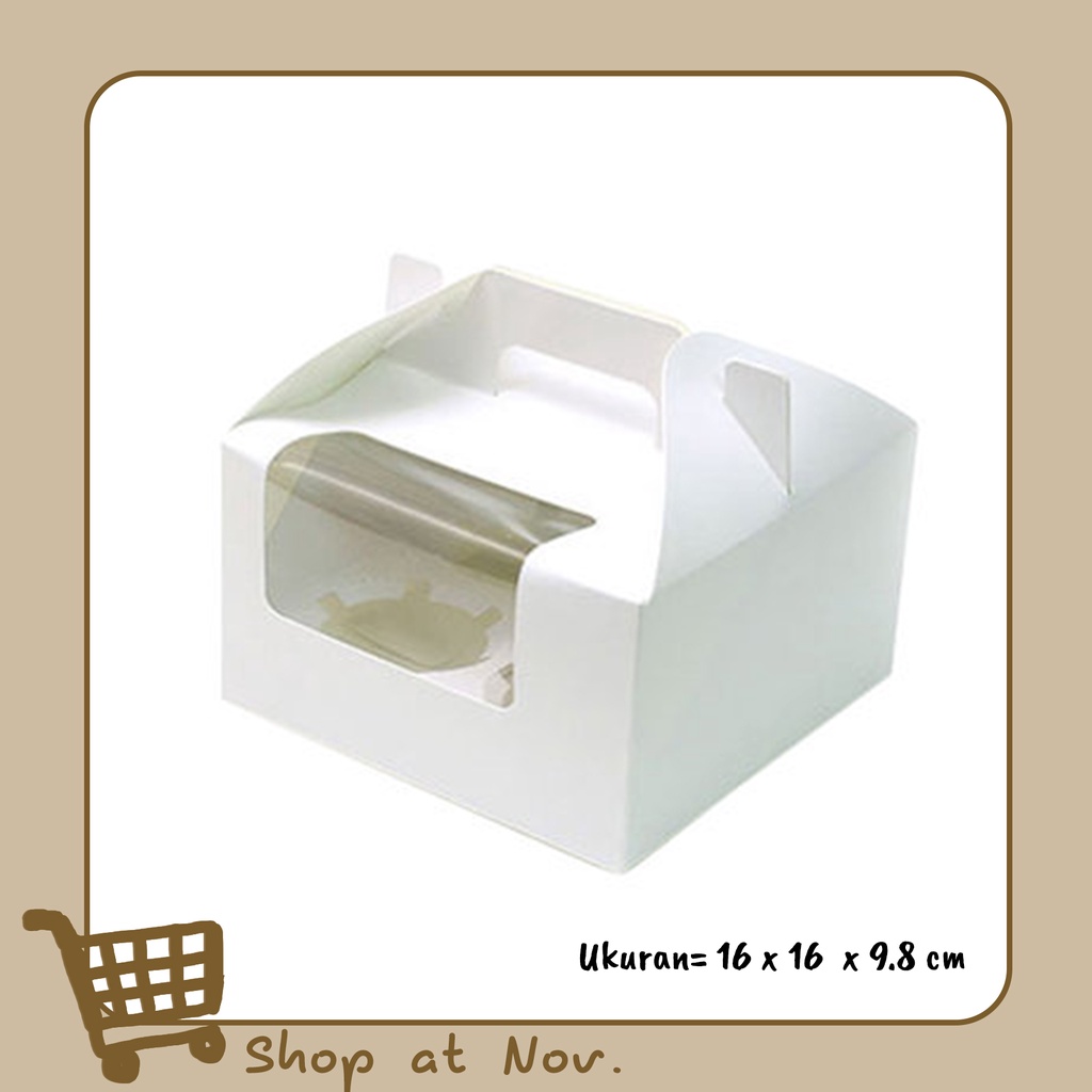 

CAKE BOX IVORY / CUPCAKE BOX ISI 4 / DUS KUE / DUS CAKE PUTIH 16X16