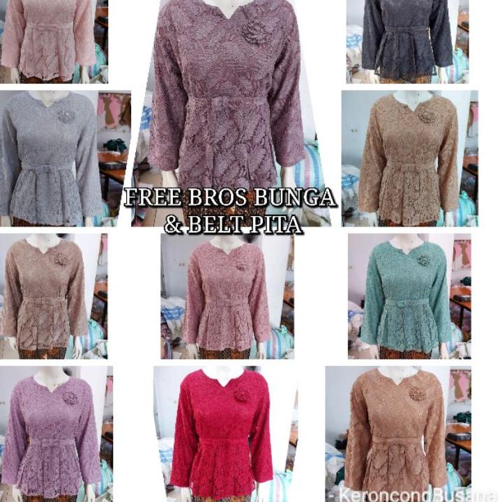 ➴ (Br110/120/130) Atasan blus BROKAT GLITTER size JUMBO lengan panjang KeroncongBusana ✴