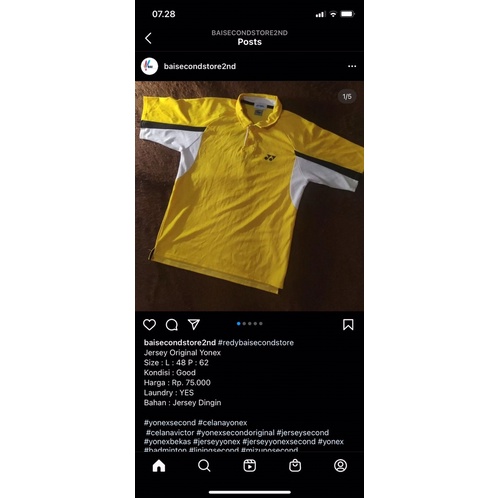 baju badminton Yonex second