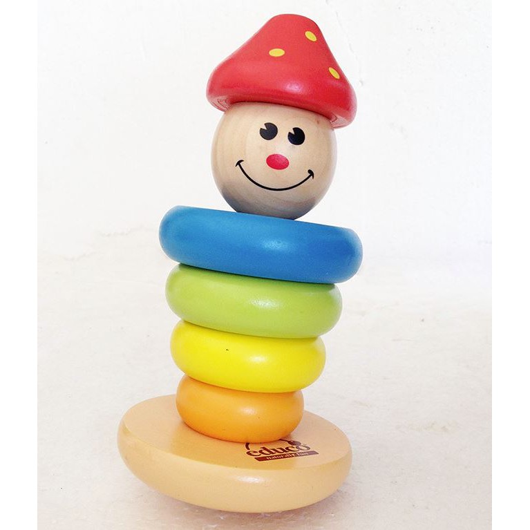 TweedyToys - Menara Warna Warni Badut / Menara Mainan Kayu