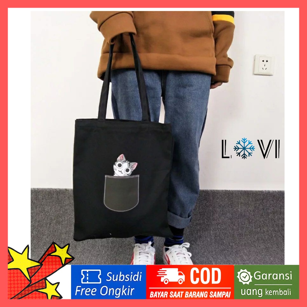 Lovi_id - CHIANG Tas Tote Bag Kucing Saku