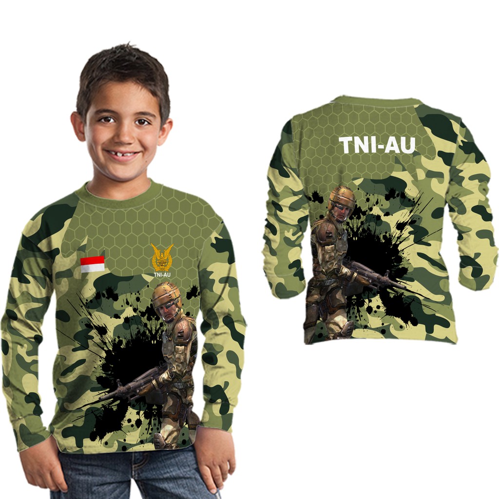 TNI ANGKATAN UDARA Baju Kaos Jersey Anak TNI AU PRINTING Free Name