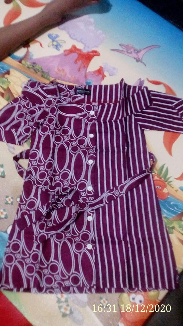 Dress Batik Lurik Sabrina Dress Batik Anak Bagus Modern Lucu Merah Maron Garis
