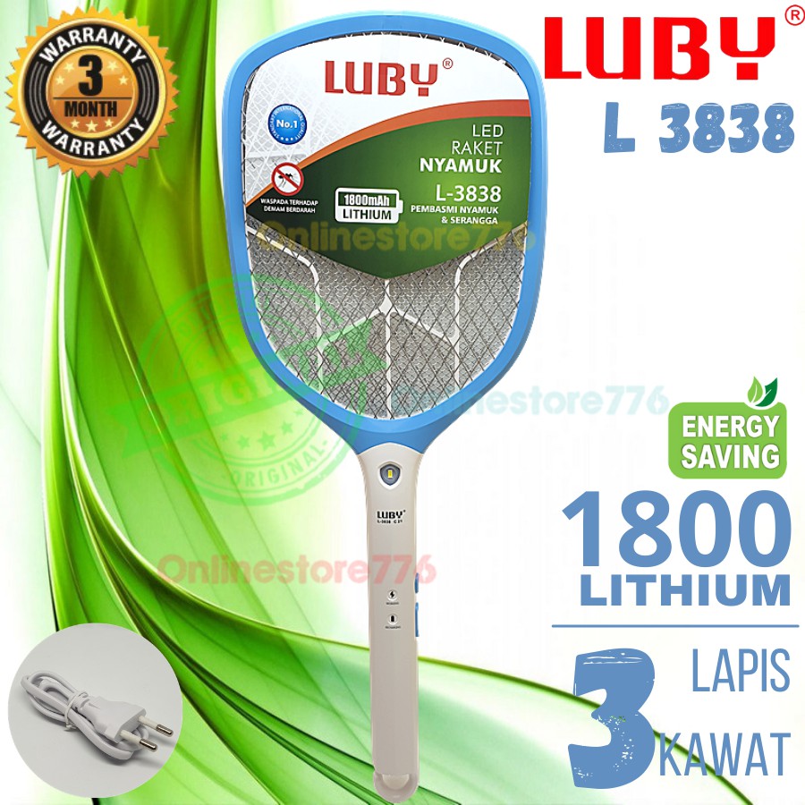 RAKET NYAMUK LUBY L3838 / PERANGKAP NYAMUK / RAKET NYAMYUK / NYAMUK / L3838 / L3838A / RECHARGEABLE