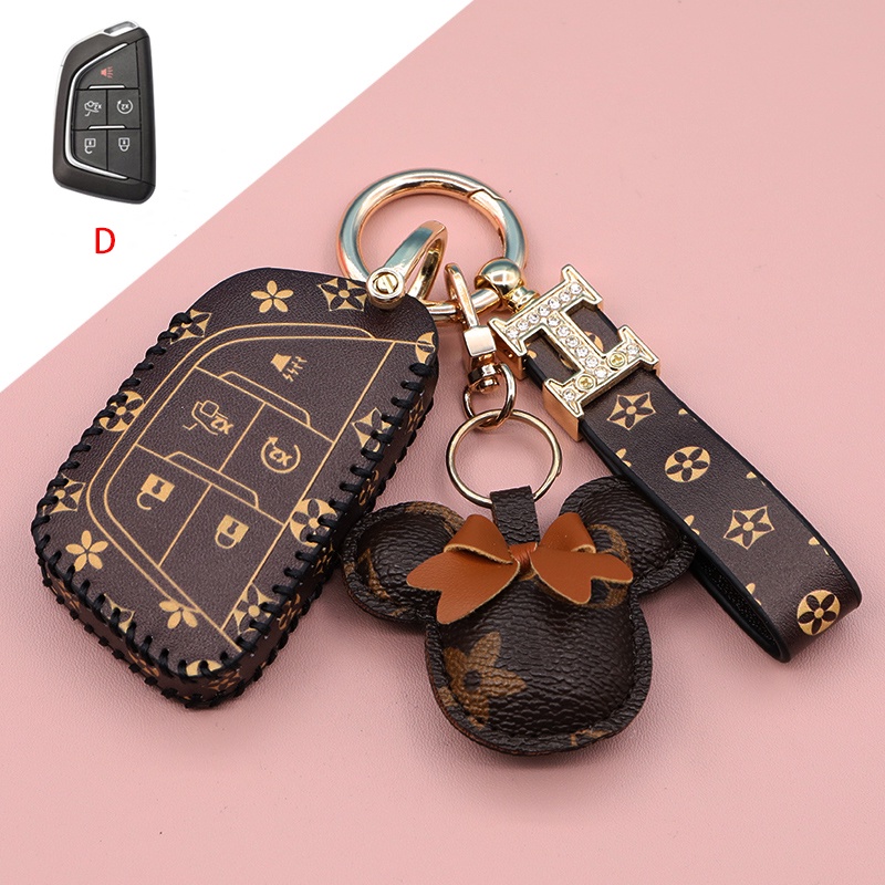 Casing Kunci remote Mobil smart Bahan Kulit Untuk Cadillac