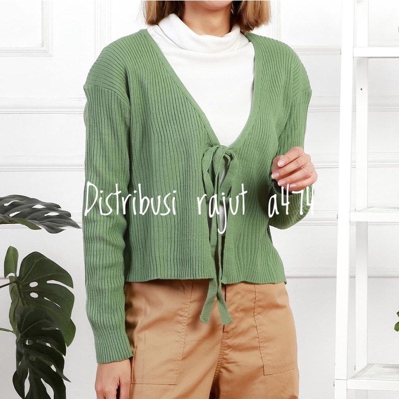 BAILEY CARDY CROP RAJUT TALI DEPAN /ANGEL BOTON SKRIT/SWEATER RAJUT ALA KOREAN