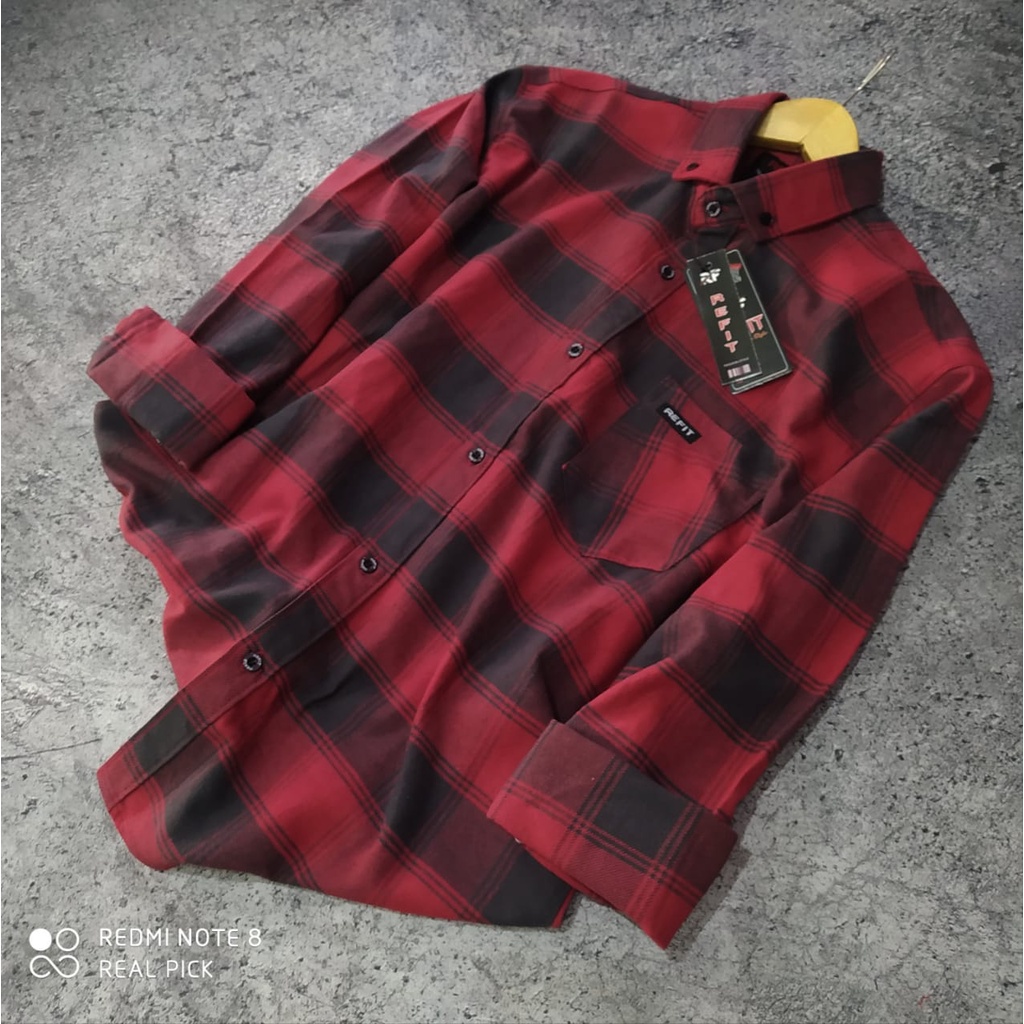 PREMIUM KEMEJA KOTAK KOTAK FLANNEL CASUAL LENGAN PANJANG UNISEX HEM PRIA WANITA KEMEJA WANITA FLANEL-3