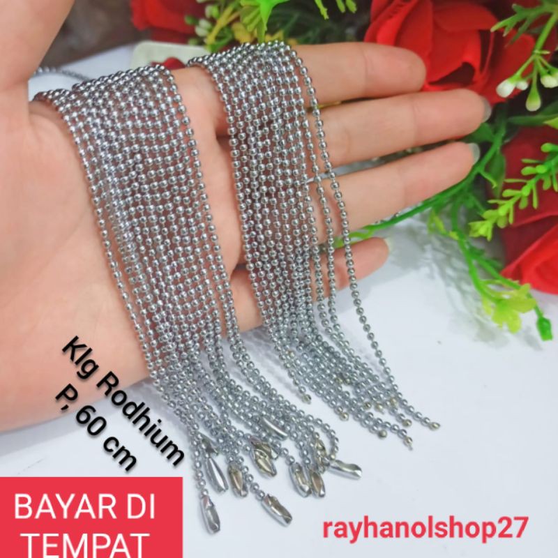 Kalung Rhodium SILVER pria wanita lapis emas putih anti alergi