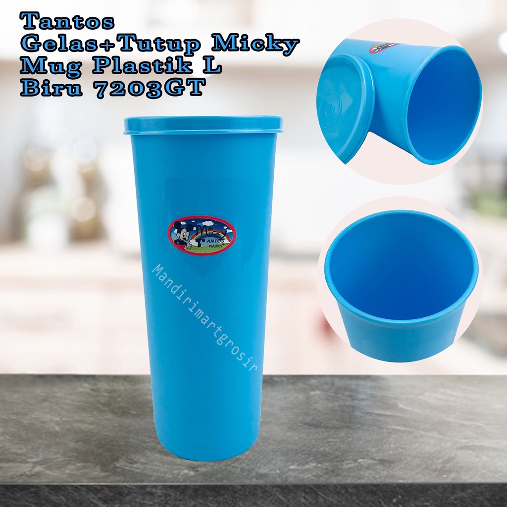 Gelas+Tutup Micky *Tantos * Mug Plastik (L) * Warna Biru 7203GT