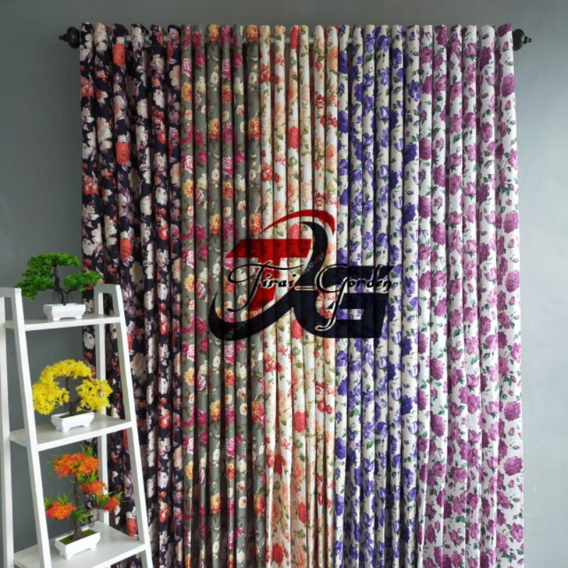 Gorden Blackout Shabby Bunga Sakura