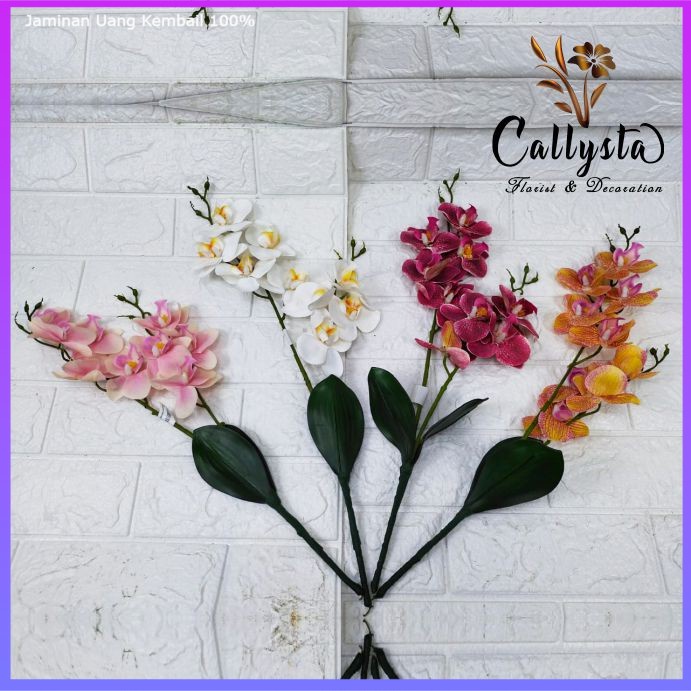 Bunga Anggrek Plastik Latex Mini X2 - Bunga Dekorasi Artifical Home Decor Hiasan Rumah Premium Impor