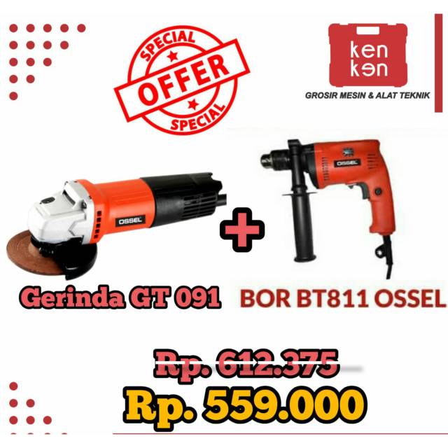 Termurah Bergaransi Bor Tembok Listrik 13mm Gerinda Tangan Merk Ossel