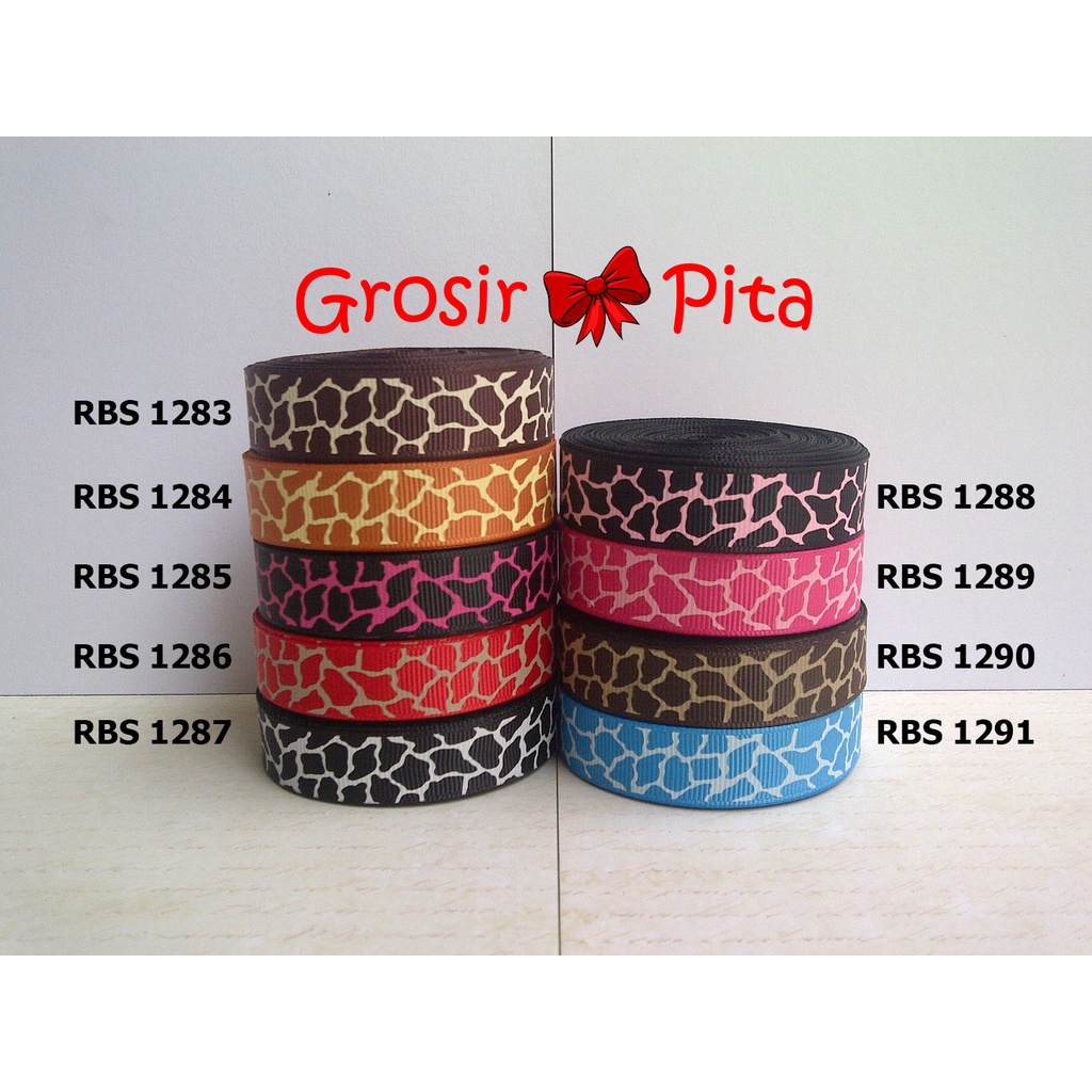 

(25 yard) Pita Grosgrain Motif Jerapah RBS 1283,1284,1285,1286,1287,1288,1289,1290,1291 | Toko Bahan Craft | Grosir Pita