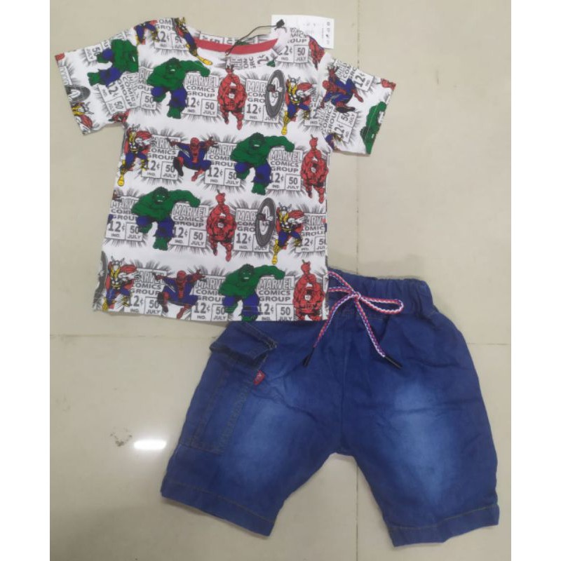 Setelan BAJU Anak Laki Aison Kaos Jeans -  Baju Anak Laki2 Import -Setelan Anak Laki2 murah terbaru