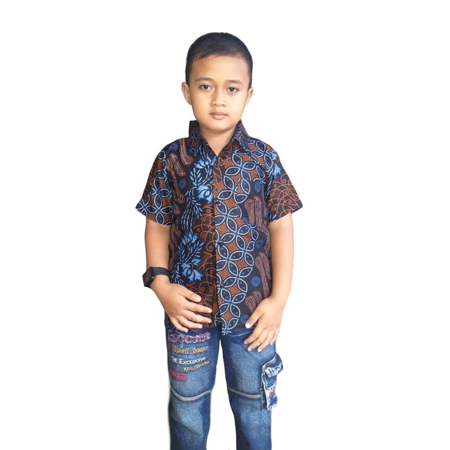 KEMEJA HEM BATIK PRIA COUPEL AYAH ANAK MOTIF SENOBIRU