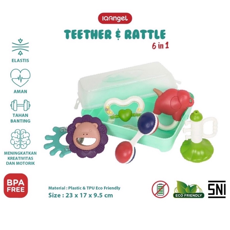 IQ Angel teether rattle 6in1 with box