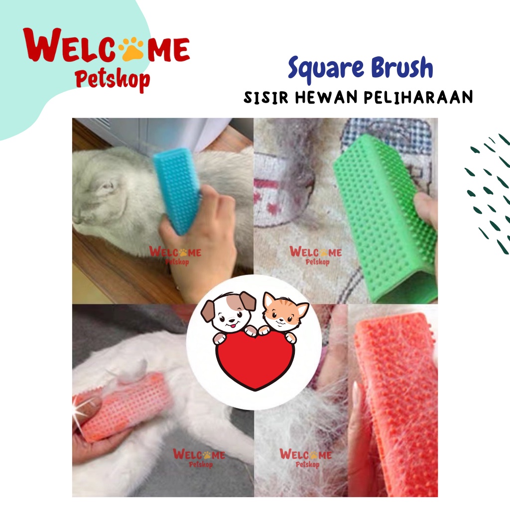 Square Brush Sisir Karet Kotak Bulu Anjing Kucing Kelinci Pet Comb