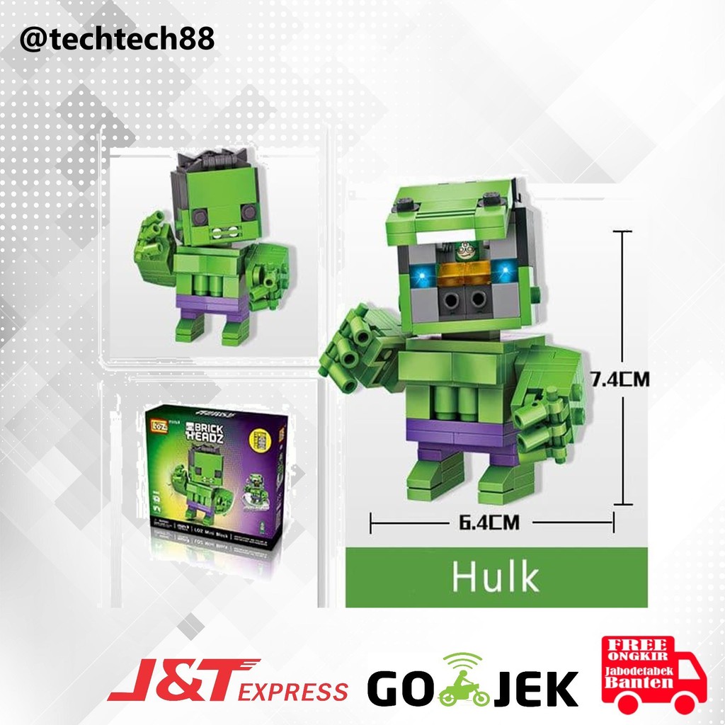 Action Figure | Loz Mini BRICK HEADZ exclusive packaging | HULK | THOR | BATMAN