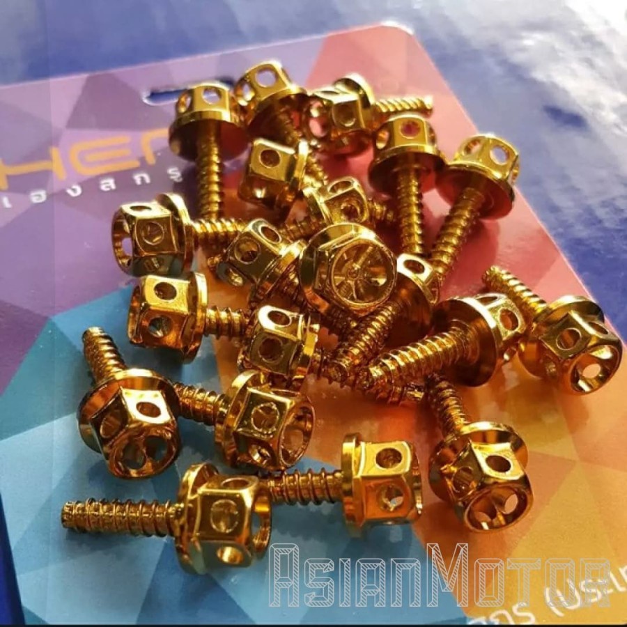 Baut Baud Body Bodi Probolt Pro Bolt Flower Bunga Gold 1 Pcs Satuan