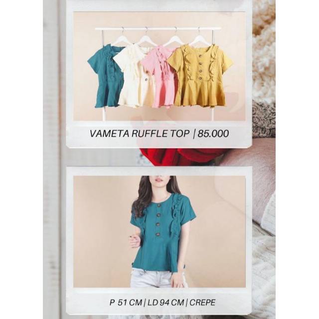 Vameta Ruffle top atasan wanita atasan simple