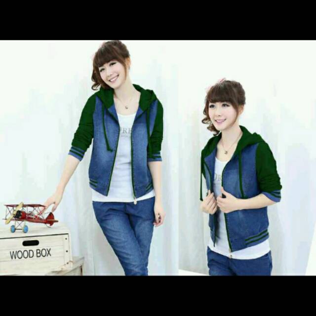 Jaket hoodie cherry hijau tua