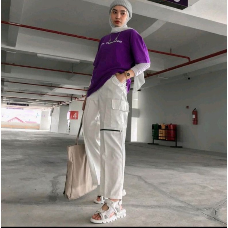 ZIPPER PANTS CARGO WANITA