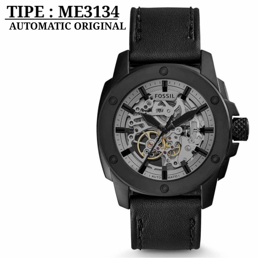 Sale Jam Tangan Pria ME3134 -ME 3134 Automatic Strap Black Leather Jam Tangan Pria Casual Bayar dite