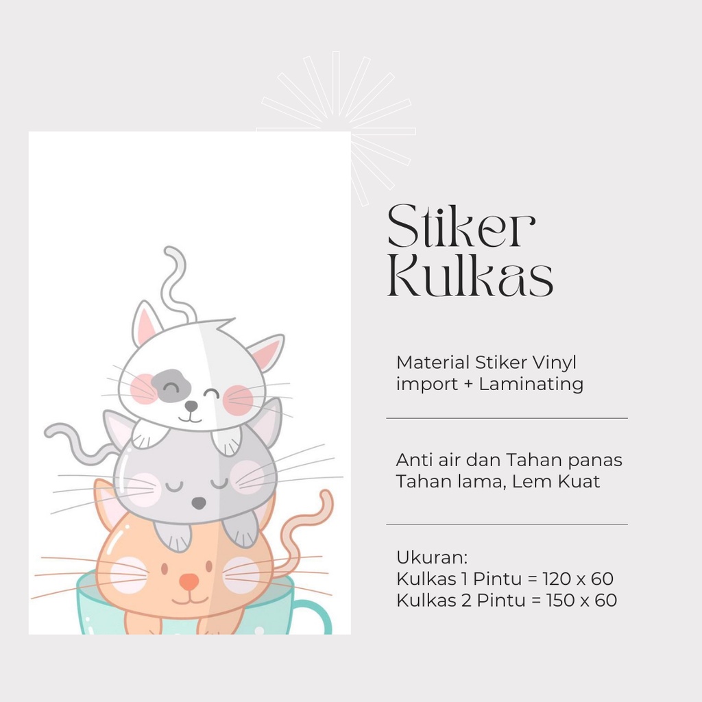 Stiker Kulkas 1 Pintu dan 2 Pintu Motif kucing Kode K-G3 - FX