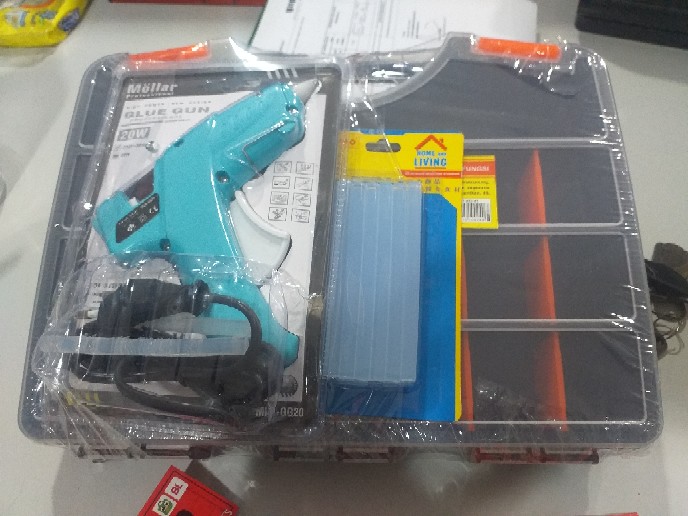 Paket Mollar Glue Gun 20 Watt Biru & Lipro Refill Lilin Lem Tembak