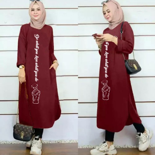 tunik kaos jumbo tunik atasan lengan panjang remaja wanita perempuan cewek dewasa muslim terbaru