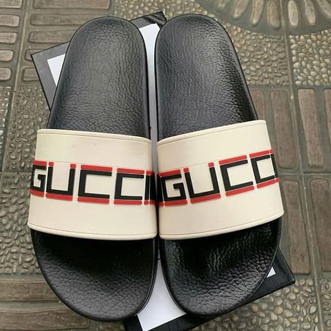 TRUSTED SELLER SANDAL ABG PRIA CASUAL】 GUCCI SANDALS STRIPE SLIDE "WHITE" UNAUTHORIZED AUTHENTIC