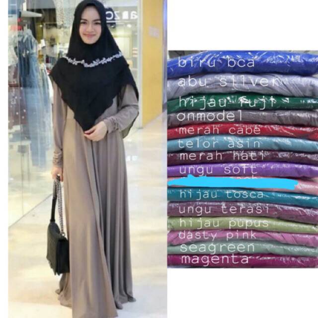 Gamis Jersey kerut tangan