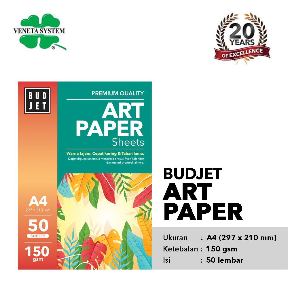 Kertas Art Paper A4 isi 50 Sheets - Budjet Art Paper 150 Gsm